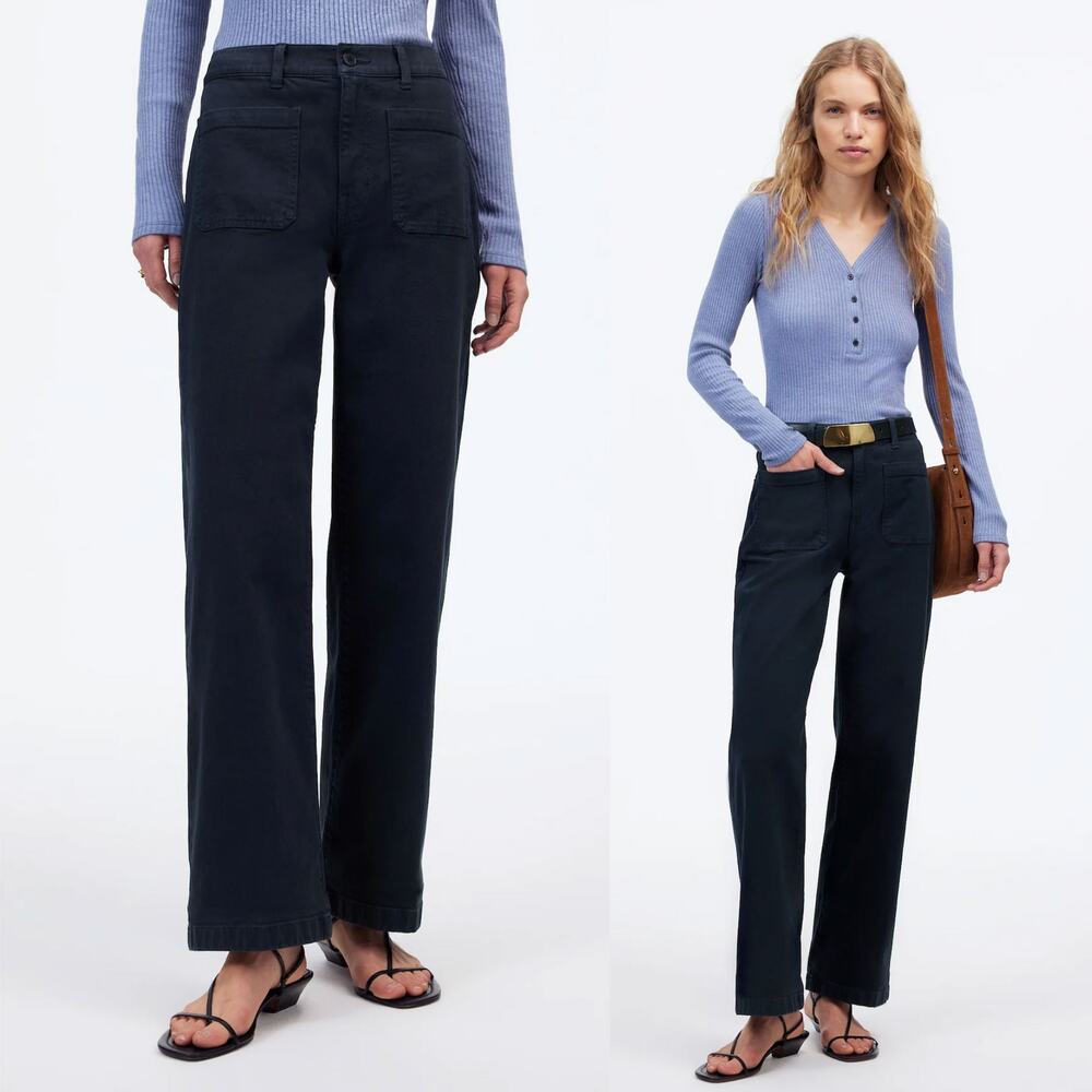 MADEWELL Emmett Wide Leg Patch Pocket Pants Dark Navy Size 32